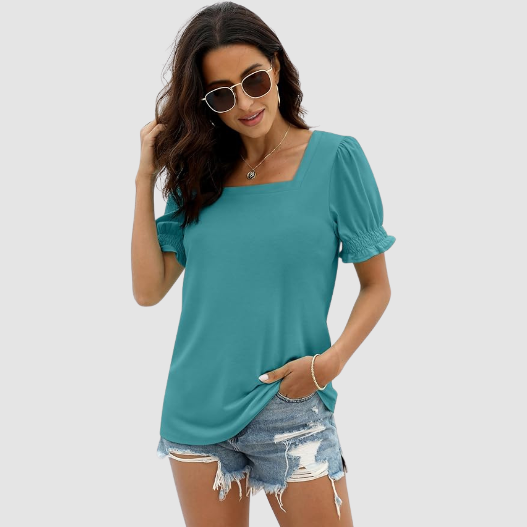 C Lina Square Neck Top in blue