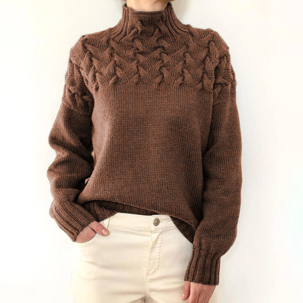 Mella Turtleneck Knit Sweater in brown