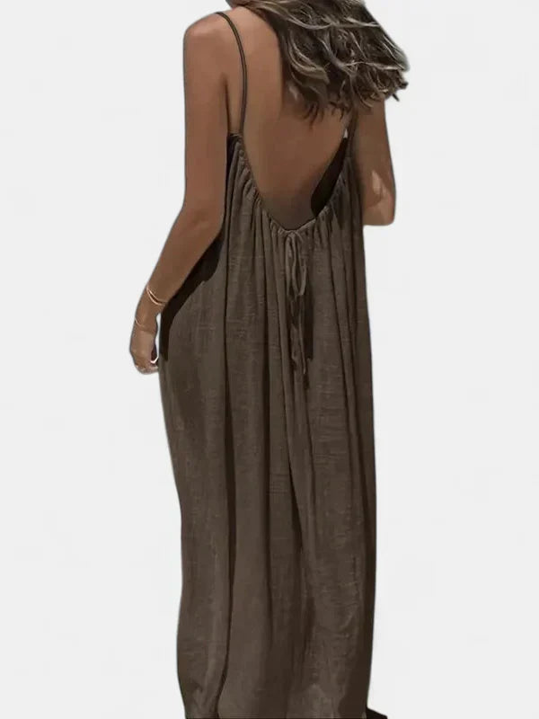 Brittany Sleeveless Cami Lounge Dress in brown