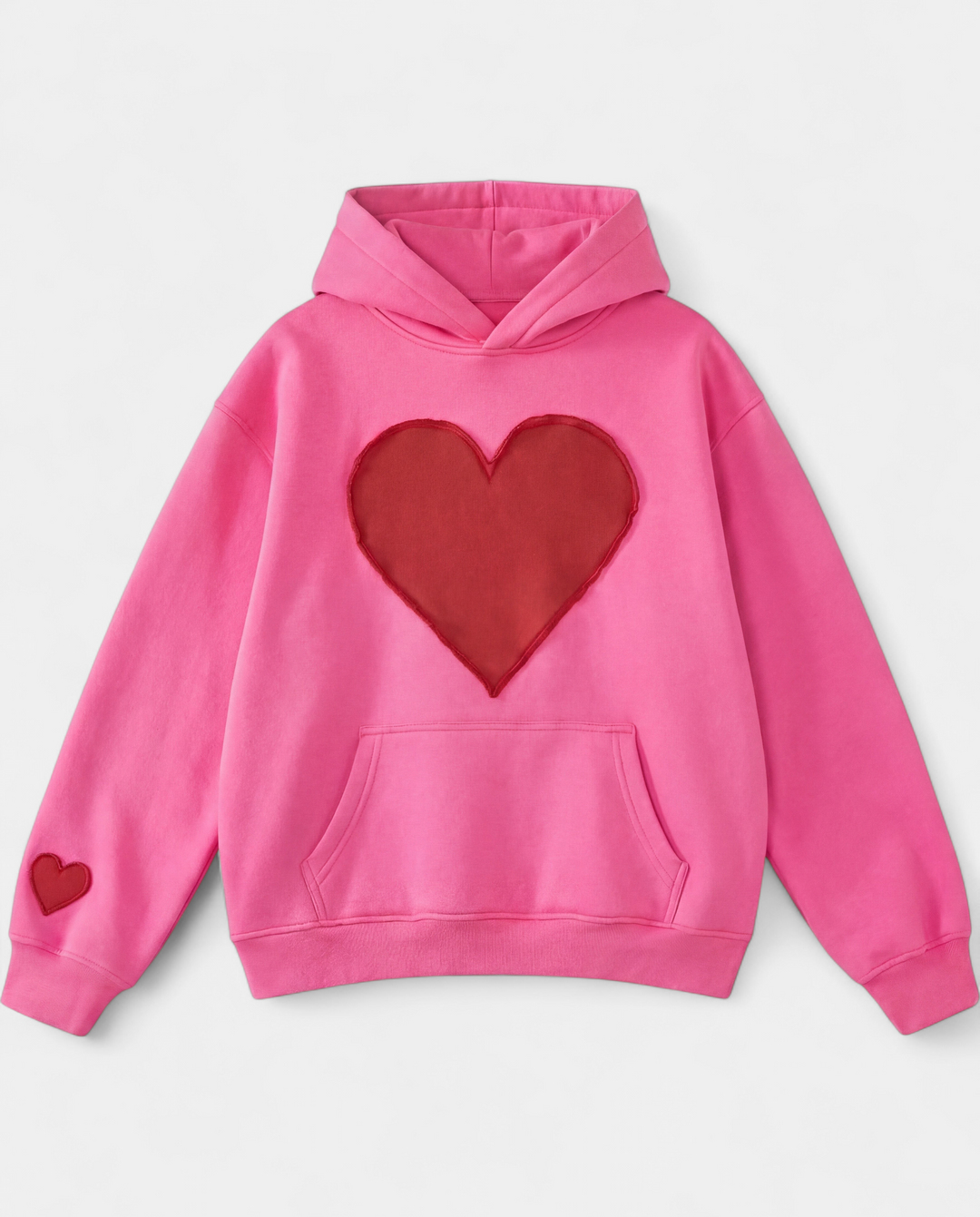 Candace Oversized Heart Design Pullover in w0199-rose pink