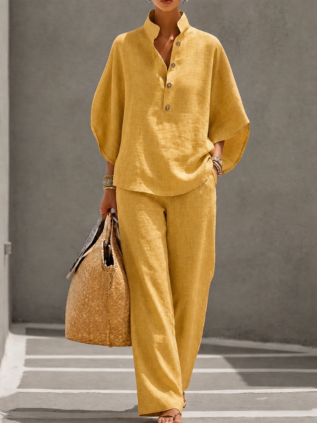 Micheline Ensemble in mustard yellow