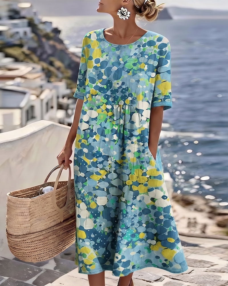 Julissa Charming Floral Dress in blue