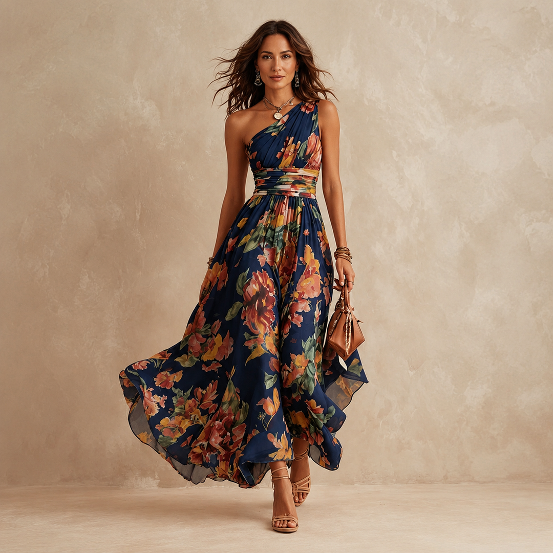 Rosemary Floral Maxi Dress in navy