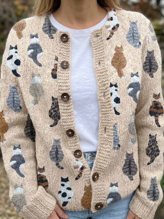 Ottavie Cat Cardigan in beige