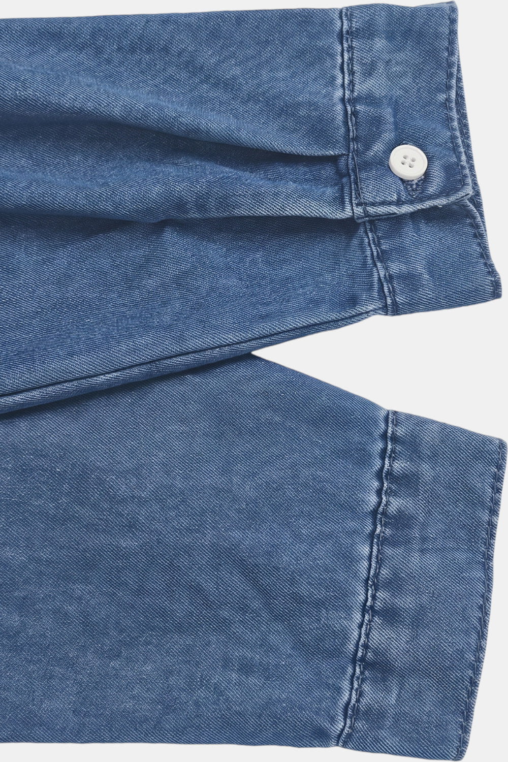 Clemence Wide-Leg Button-Front Denim Jumpsuit — Blue