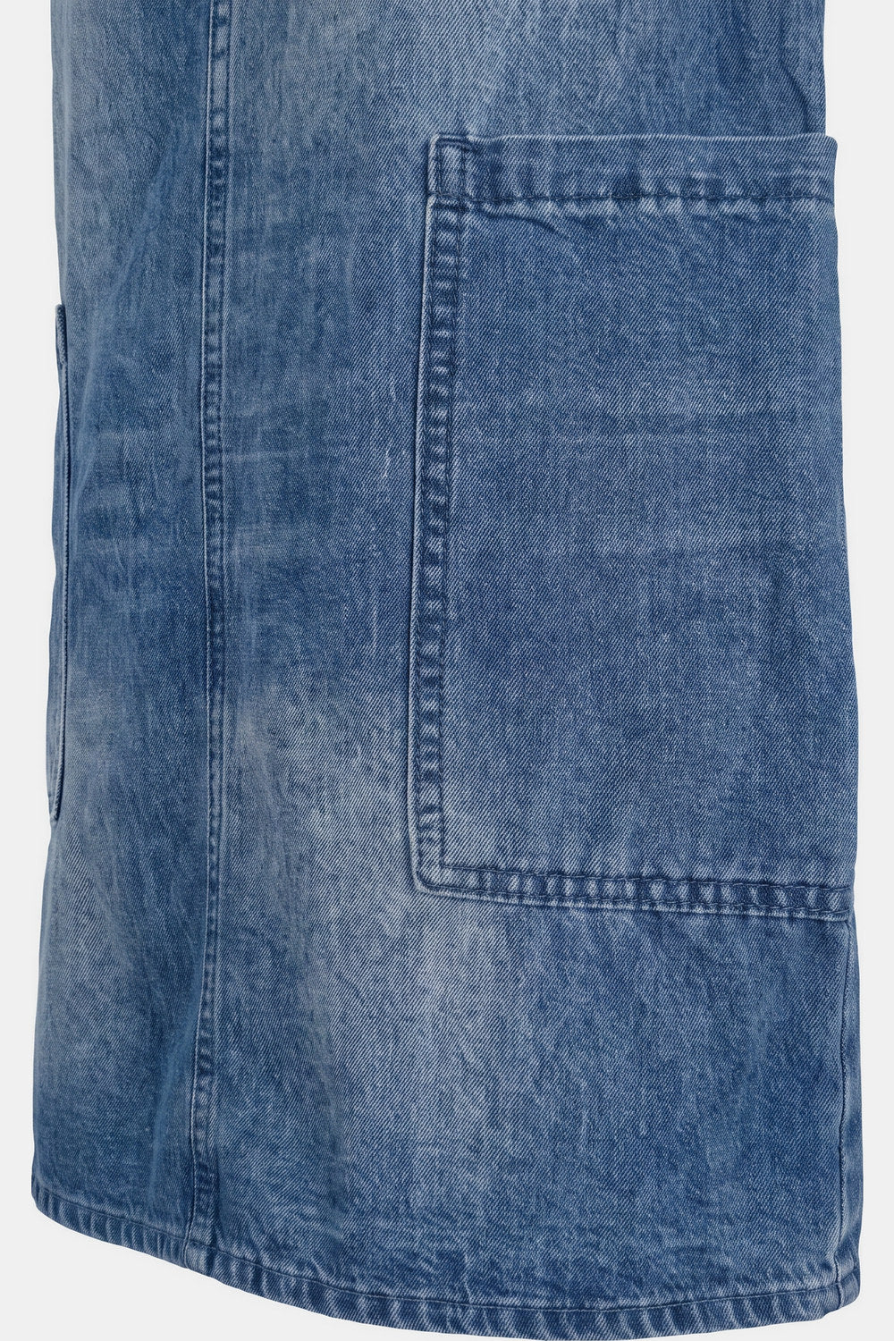 Clemence Wide-Leg Button-Front Denim Jumpsuit — Blue