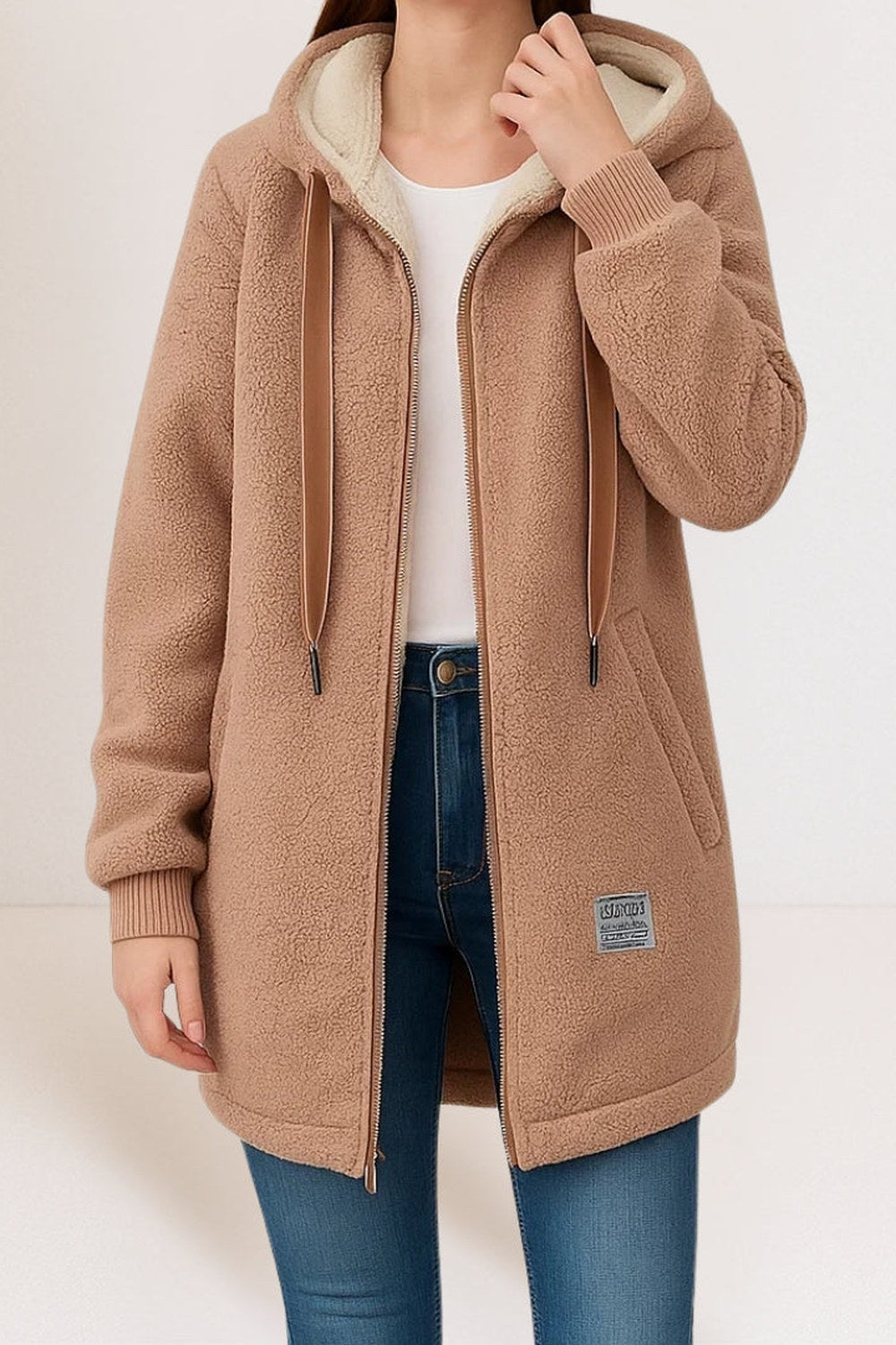 Corinne Cozy Fleece Jacket — Camel