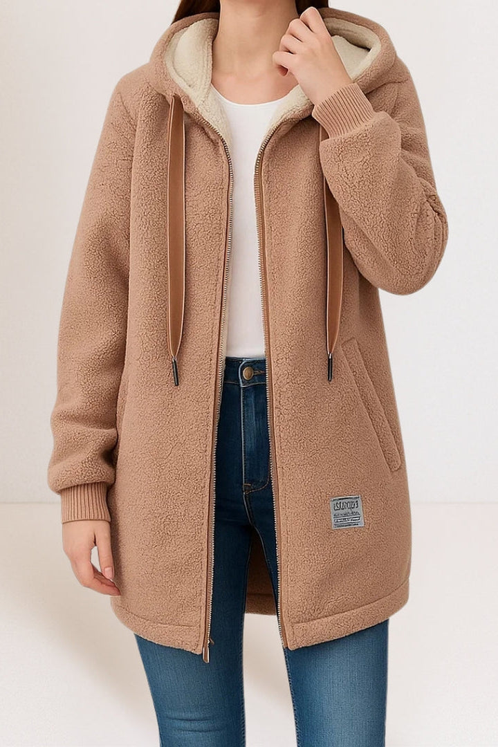 Corinne Cozy Fleece Jacket — Camel