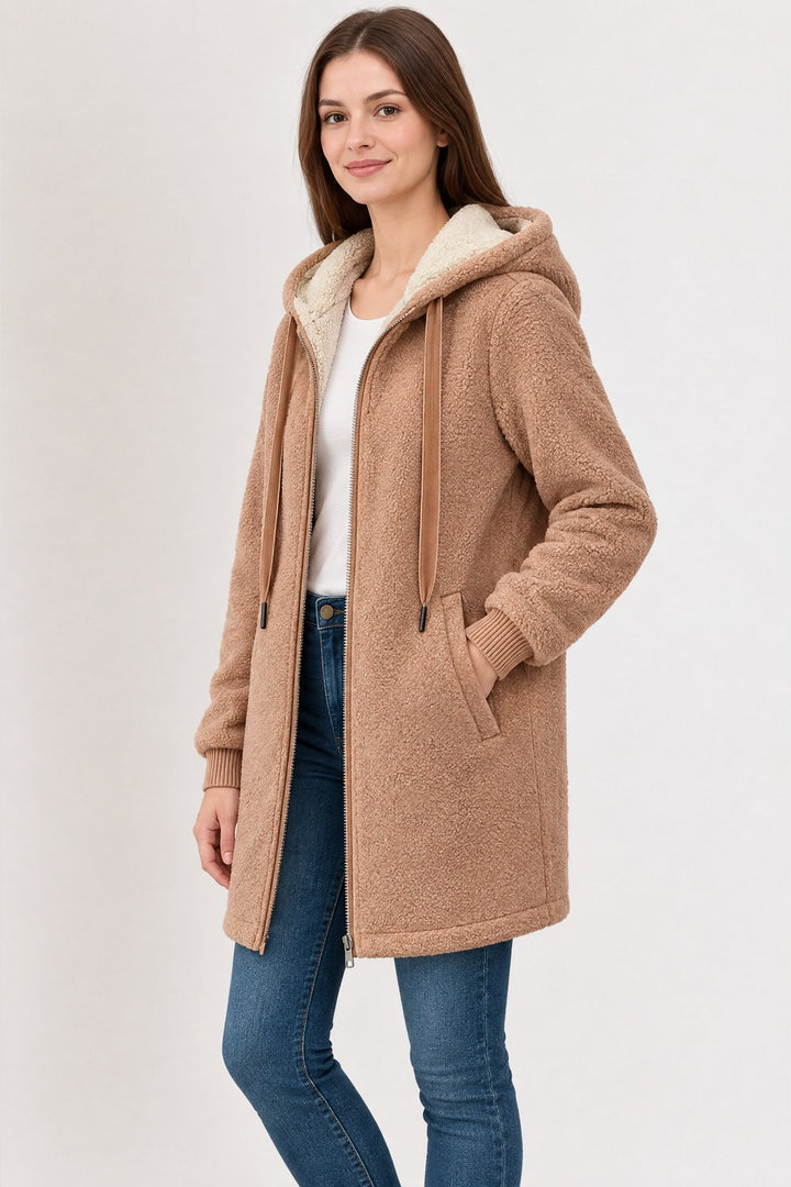 Corinne Cozy Fleece Jacket — Camel