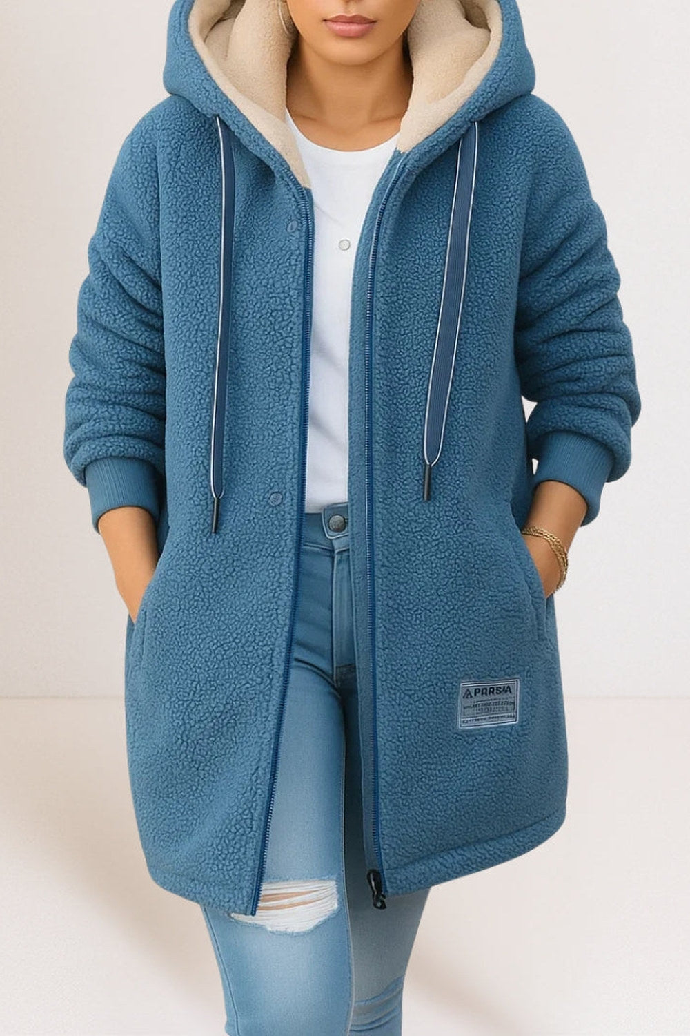 Corinne Cozy Fleece Jacket — Dusty Blue