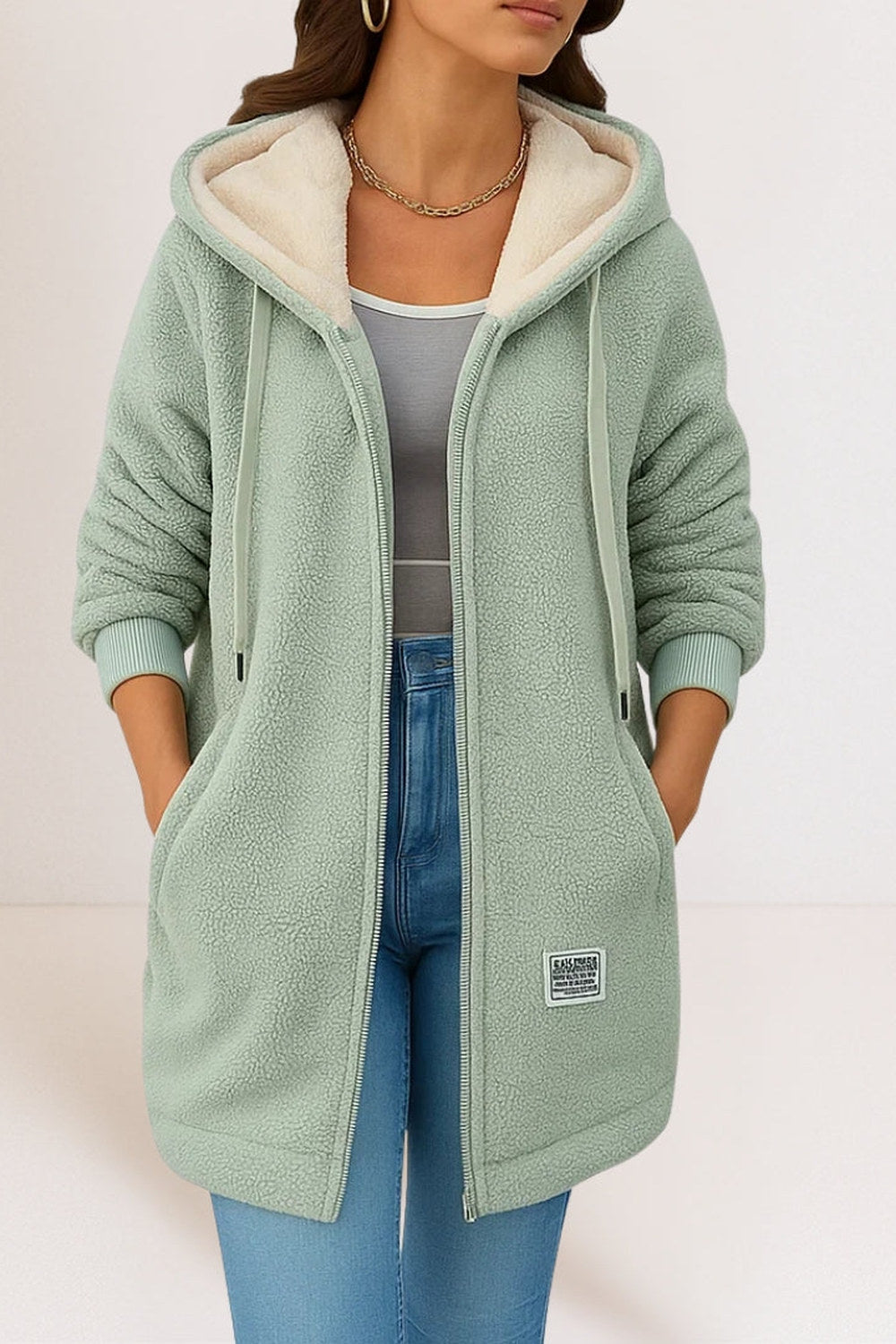 Corinne Cozy Fleece Jacket — Sage