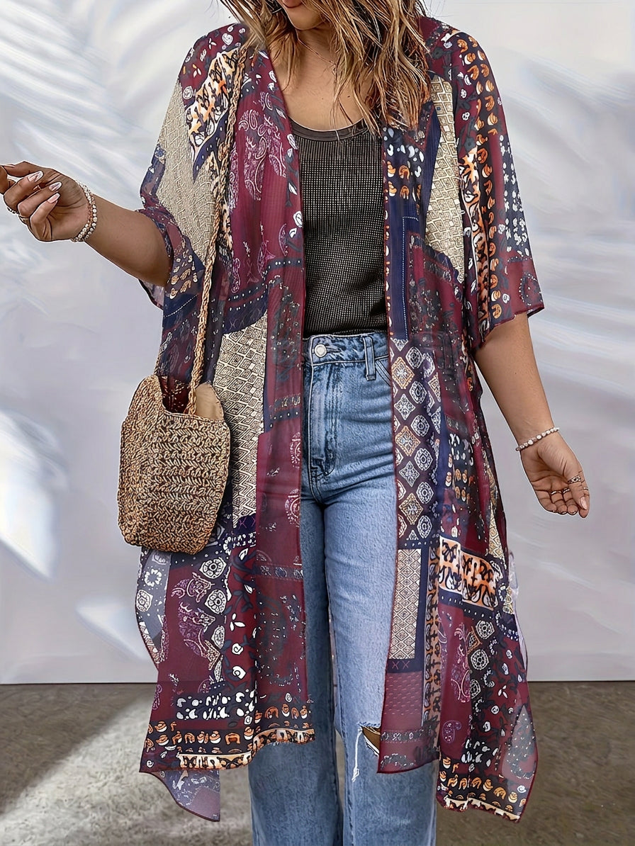 Iona Bohemian Long Cardigan in purple