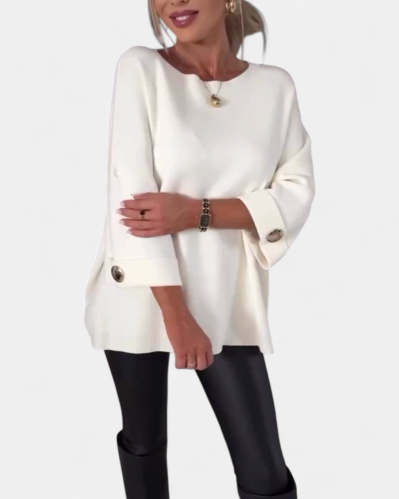 Lottie Buttoned Pullover in white