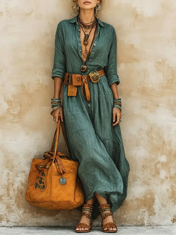 Maren Art-print Shirt Dress in green
