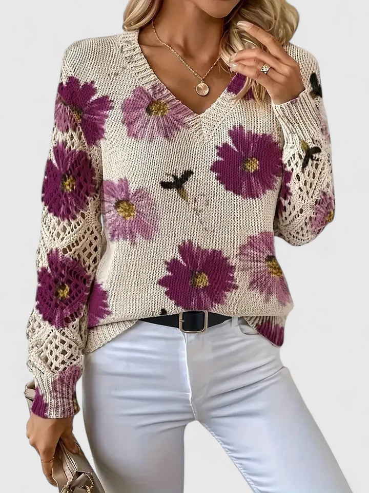 Aurelia Floral Sweater in purple
