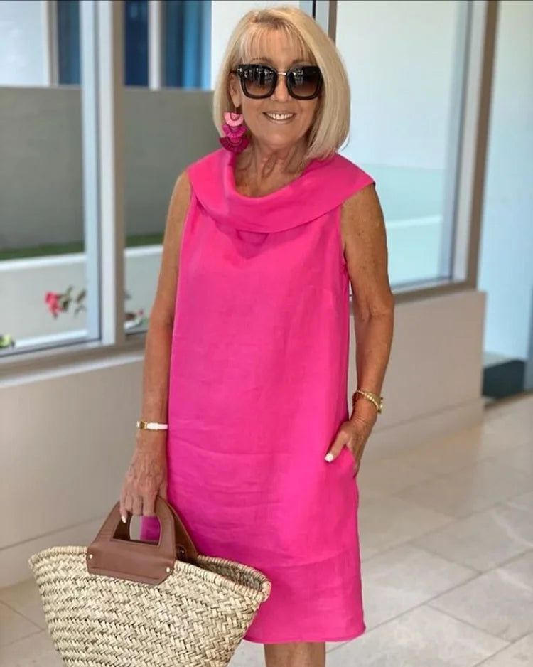 Perla Sleeveless Sheath Dress in pink