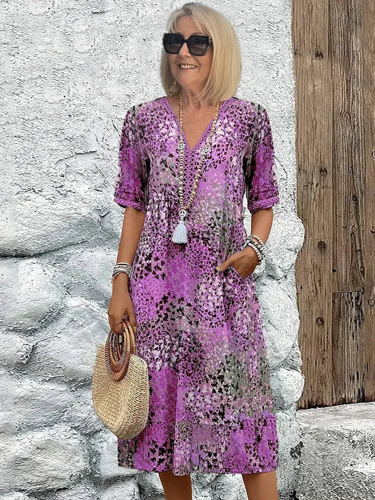 Riley Lightweight Midi Dress in lavender