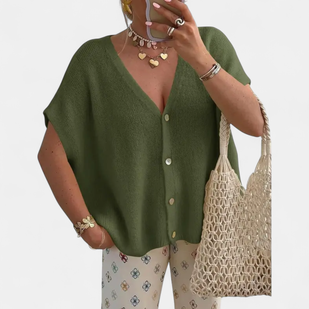 Saoirse V-neck Knit Cardigan in army green