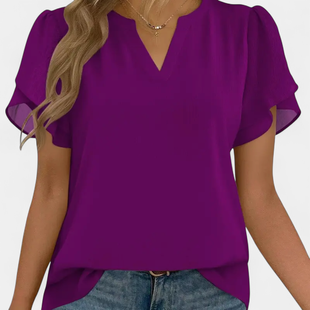 Cressida Vintage Floral V-neck Blouse in purple