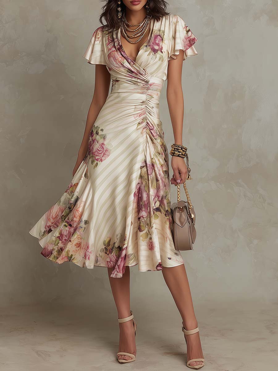 Clemantine Wrap Dress in ivory