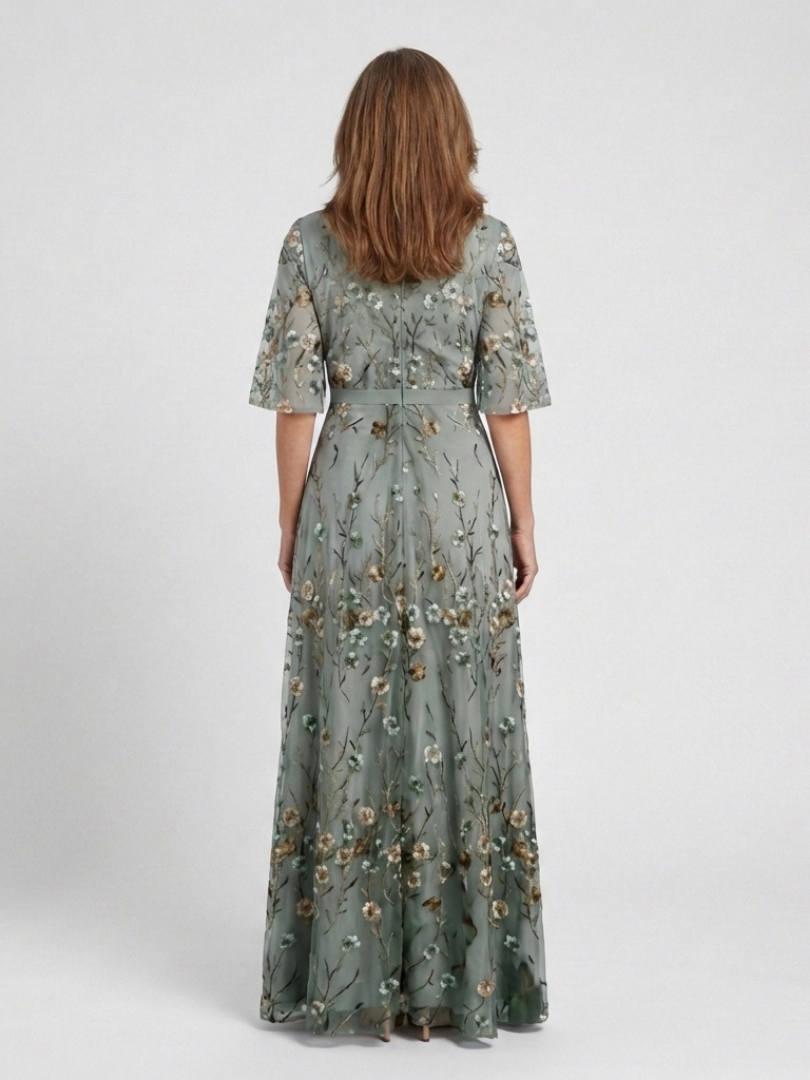 Palmyre Embroidered Maxi Dress in green