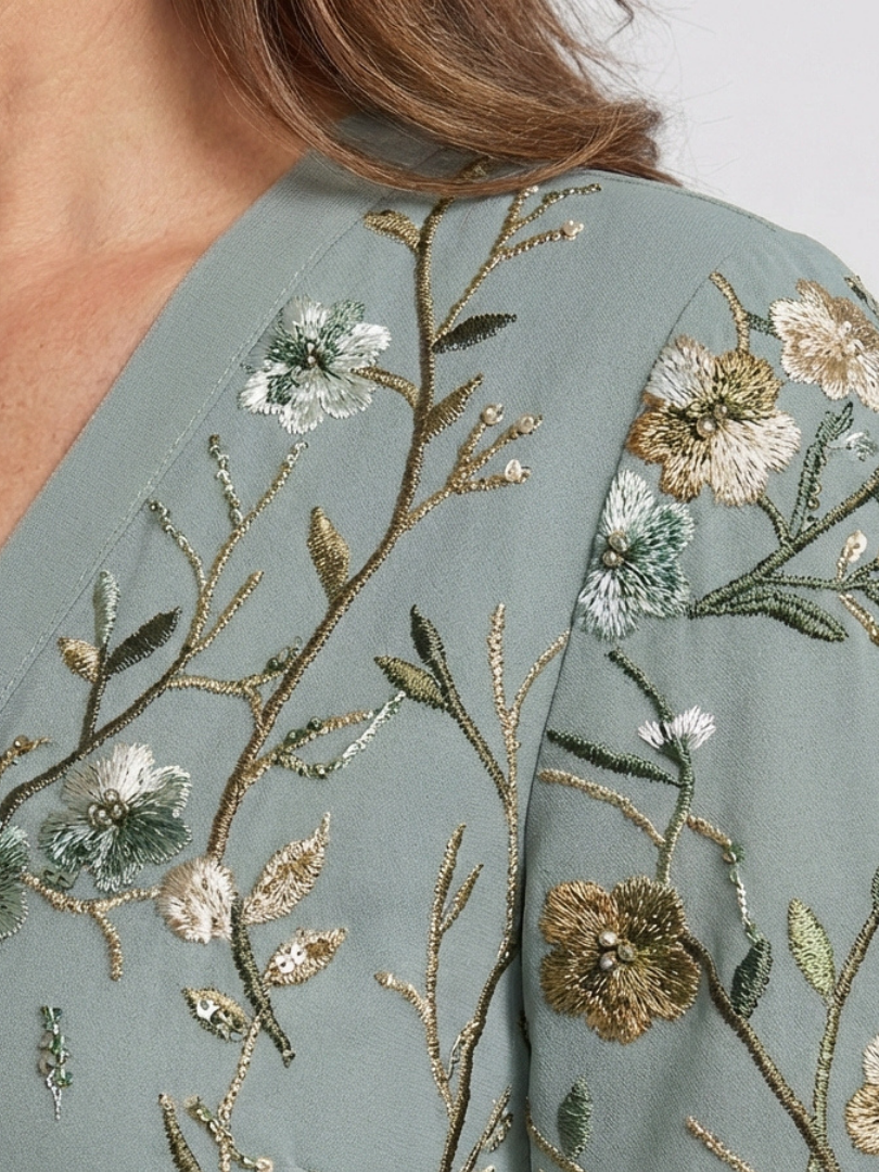 Palmyre Embroidered Maxi Dress in green
