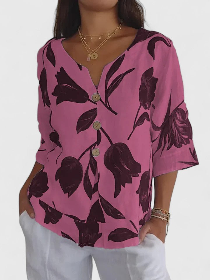 Laura V-neck Blouse in pink