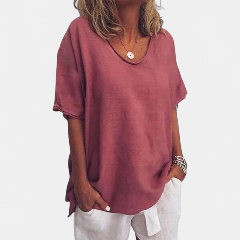Callie Loose Fit Top in dark pink