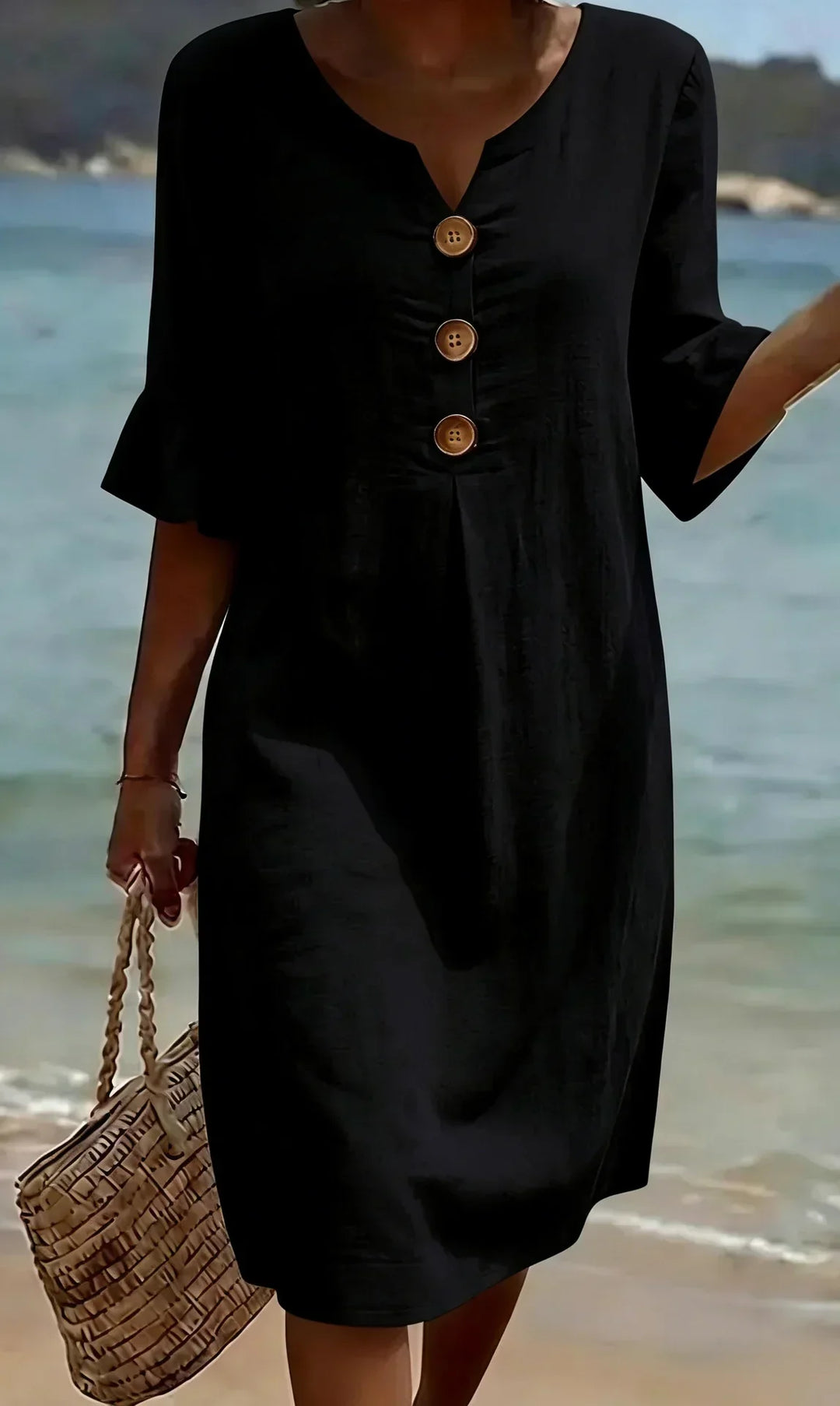 Radmila Textured Long Sleeve Dress in black