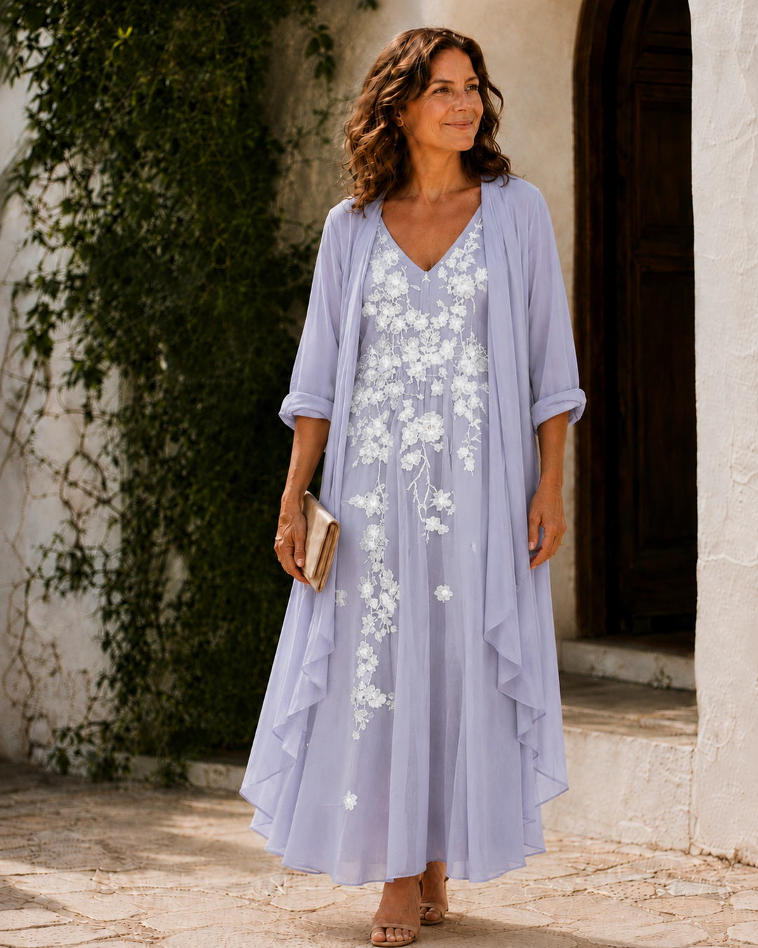 Juliet Lace Duster Dress in lavender blue