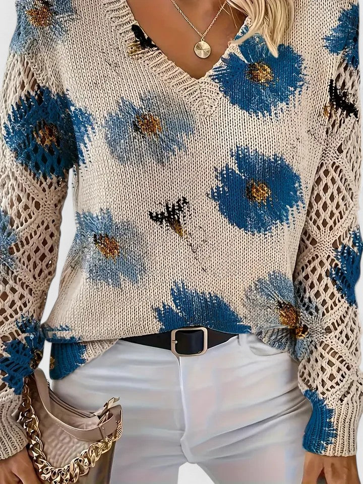 Aurelia Floral Sweater in blue