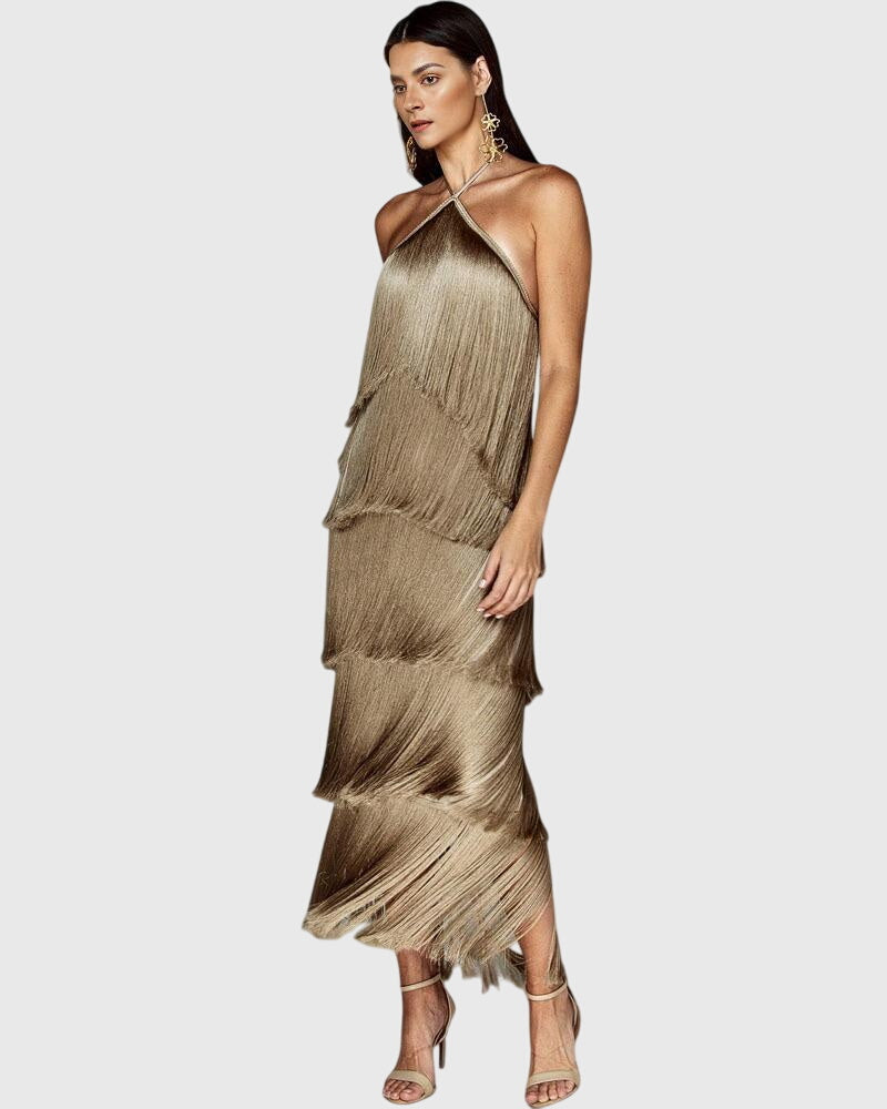 Artiselle Tassel Dress in brown