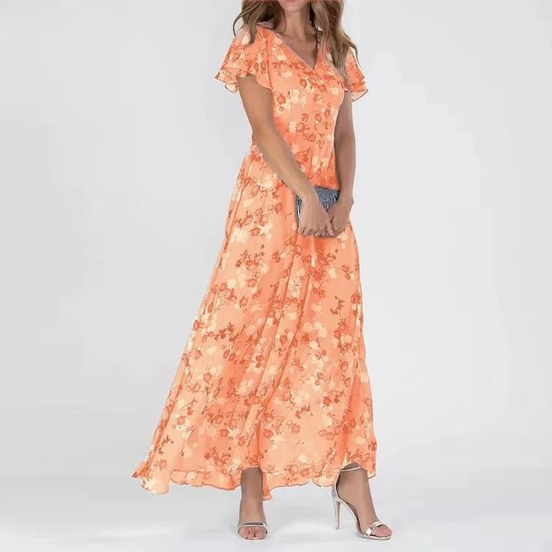 Zuri Glamorous Tummy Covering Dress in orange