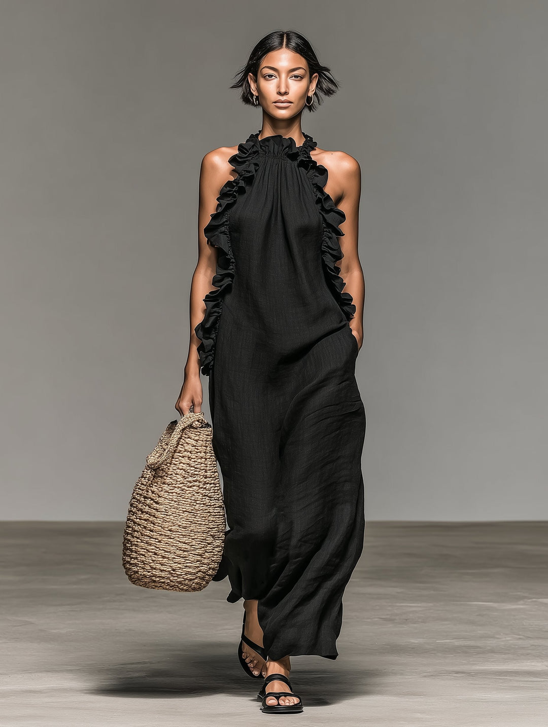 Xiomara Halter Dress in black