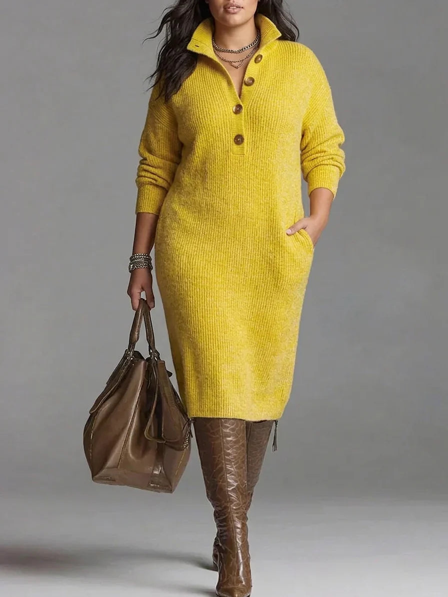 Hattie Sweater Dress in yellow