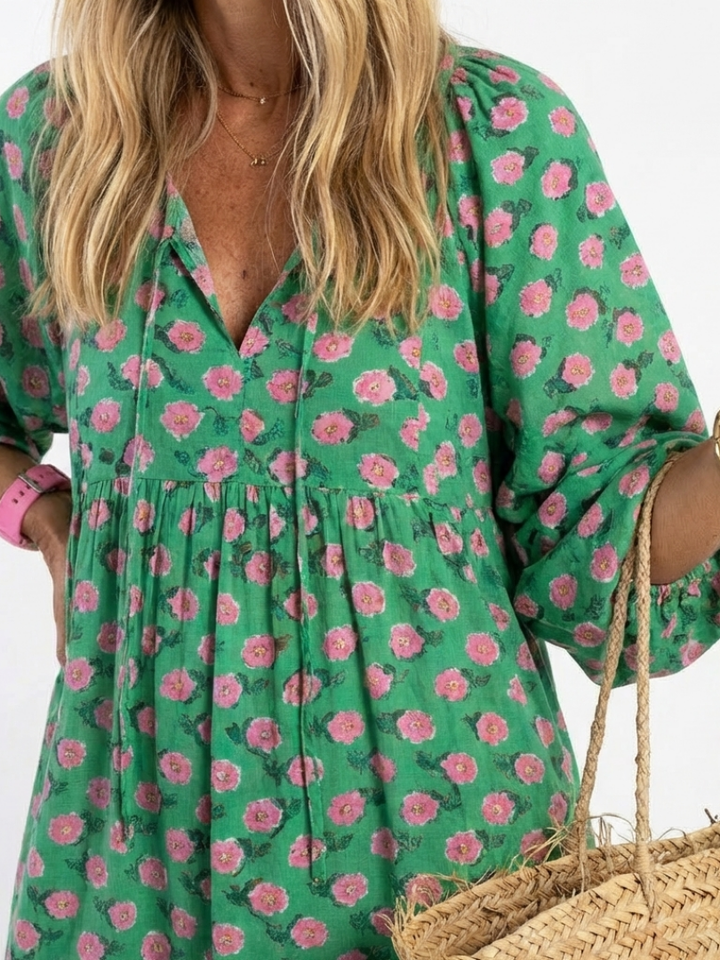 Carline Tiered Maxi Dress in dark green
