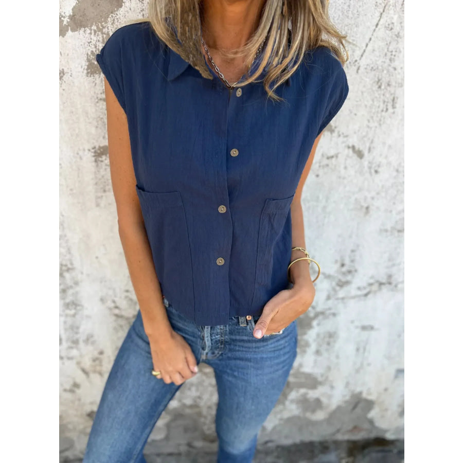Gala Classic Button Blouse in navy blue