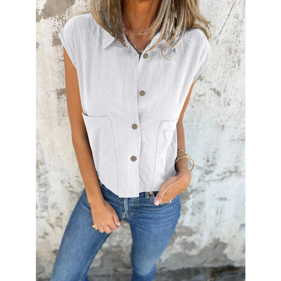 Gala Classic Button Blouse in white