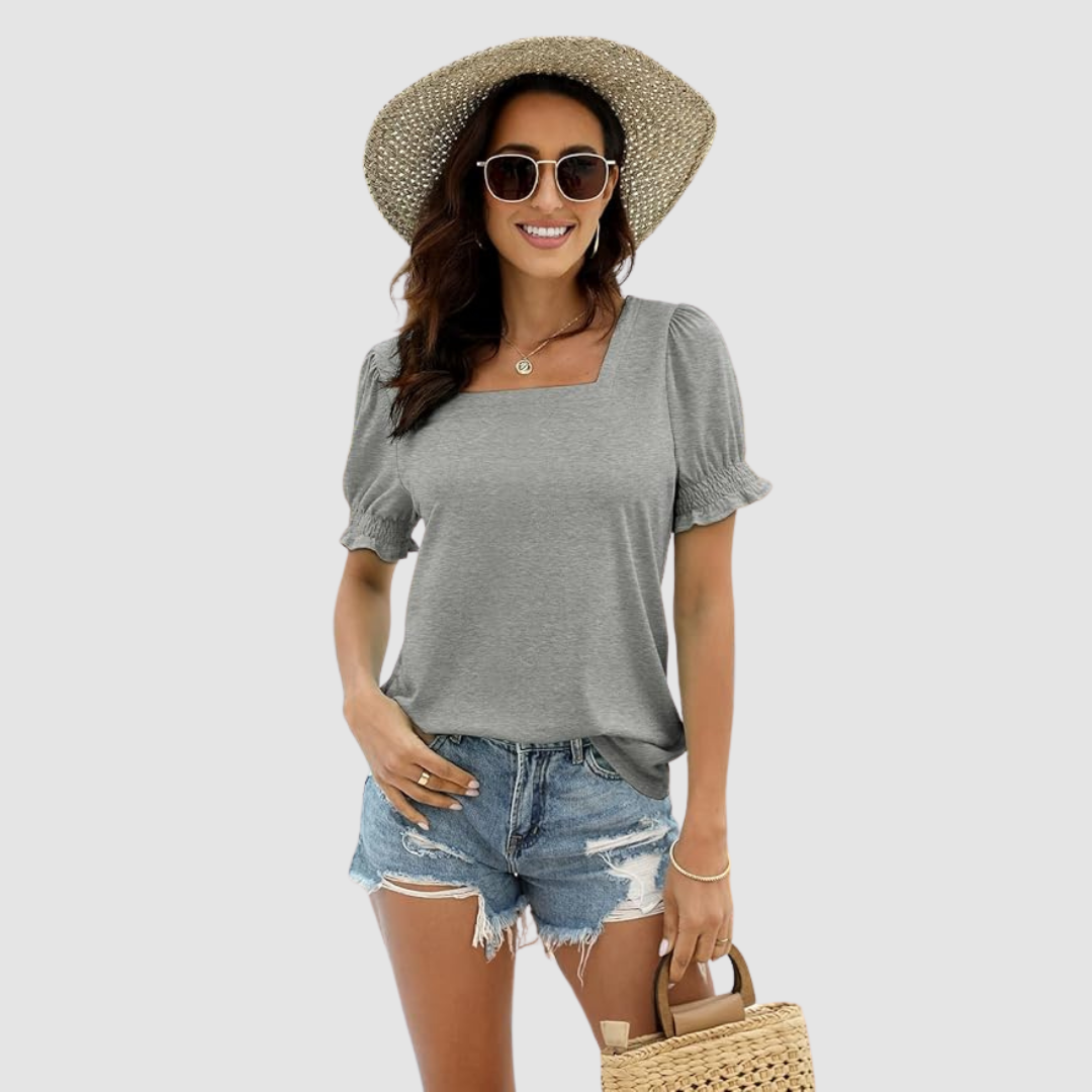 C Lina Square Neck Top in gray