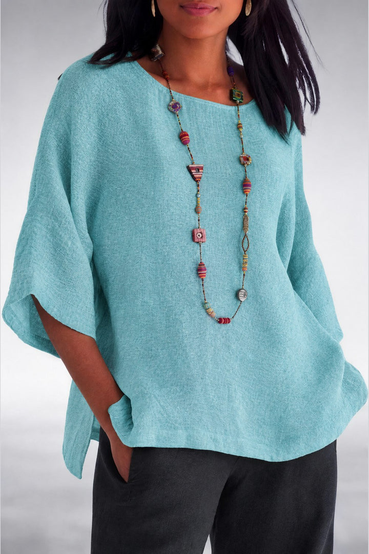 Halina Relaxed Lightweight Top — Aqua