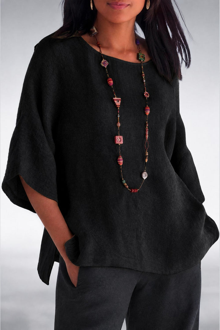 Halina Relaxed Lightweight Top — Black