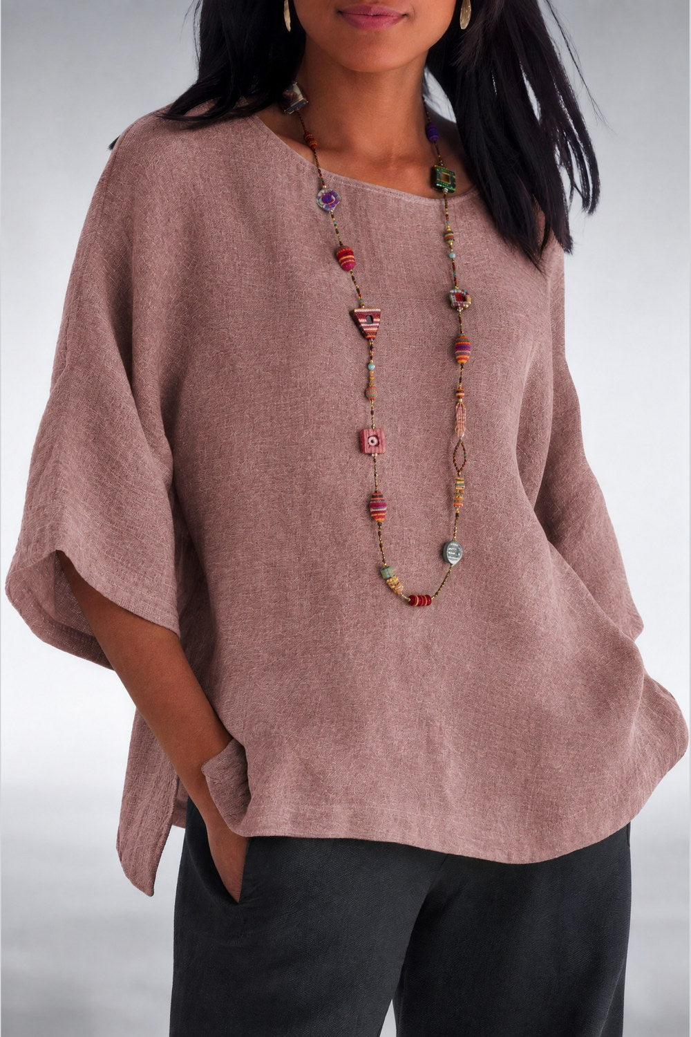 Halina Relaxed Lightweight Top — Dusty Mauve