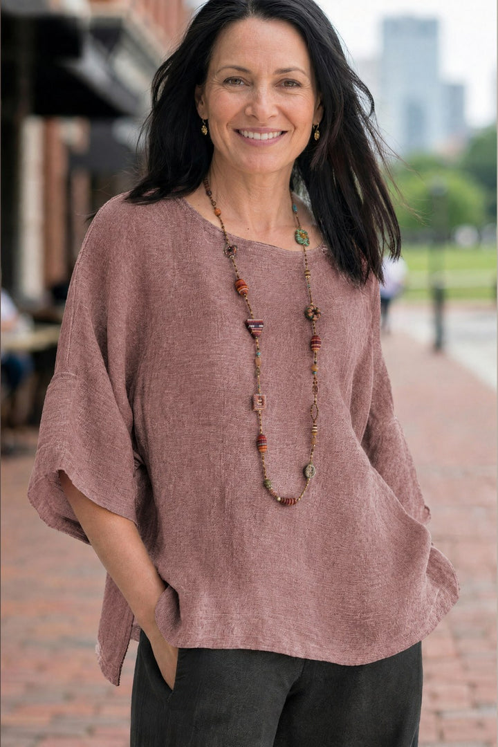 Halina Relaxed Lightweight Top — Dusty Mauve