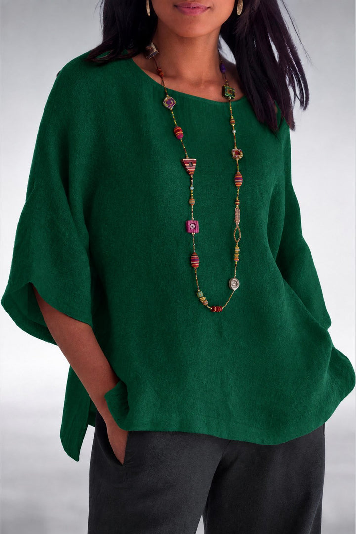 Halina Relaxed Lightweight Top — Forest Green