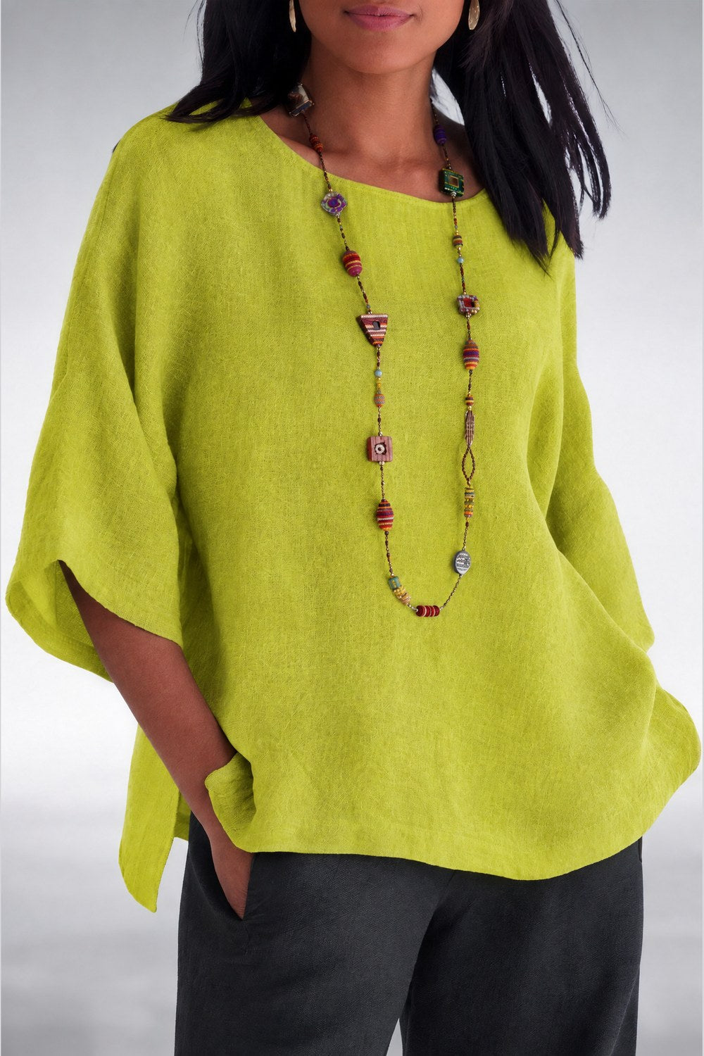 Halina Relaxed Lightweight Top — Lime