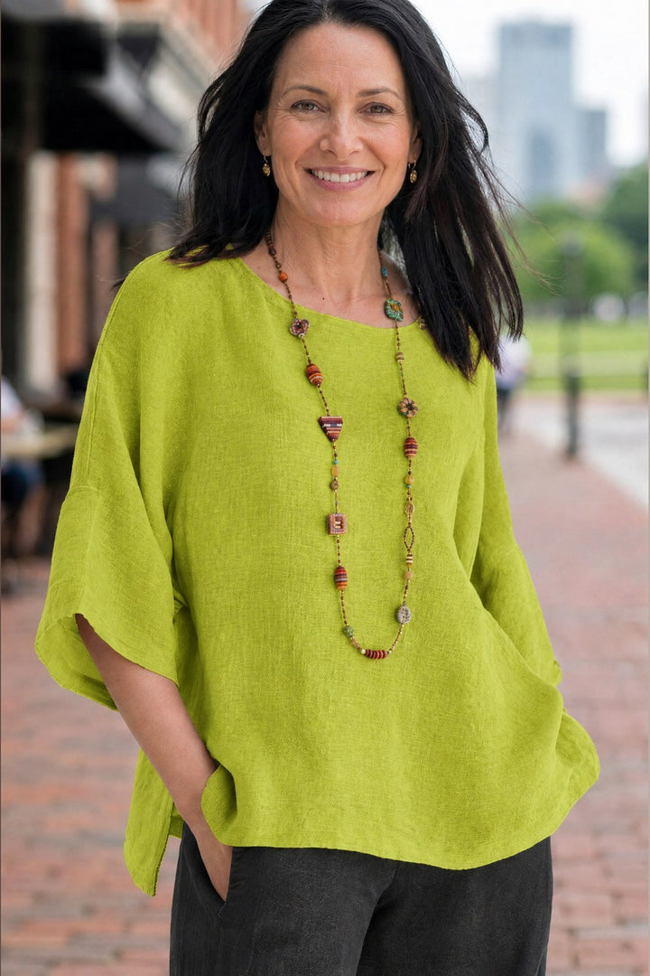 Halina Relaxed Lightweight Top — Lime