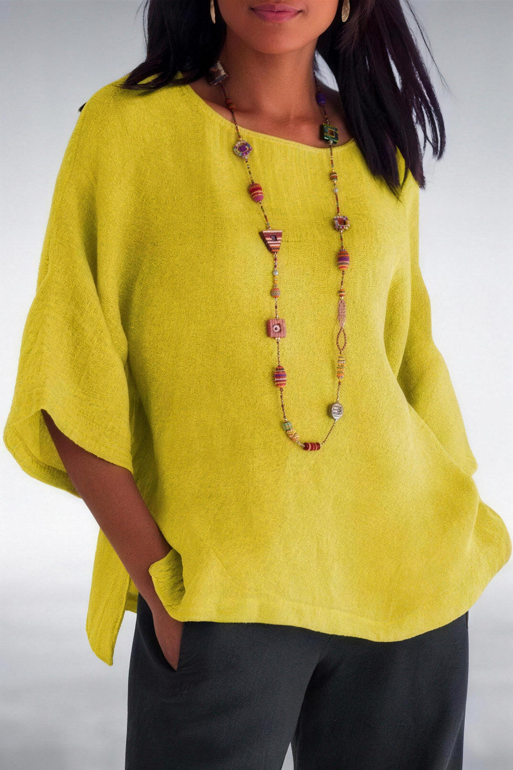 Halina Relaxed Lightweight Top — Mustard