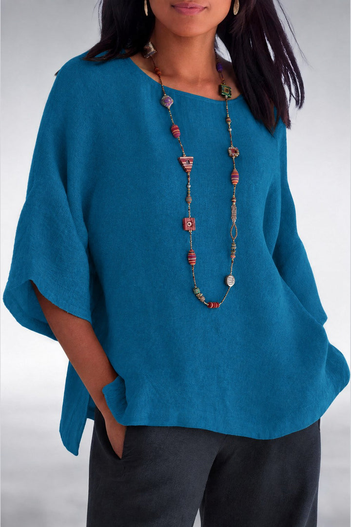 Halina Relaxed Lightweight Top — Ocean Blue