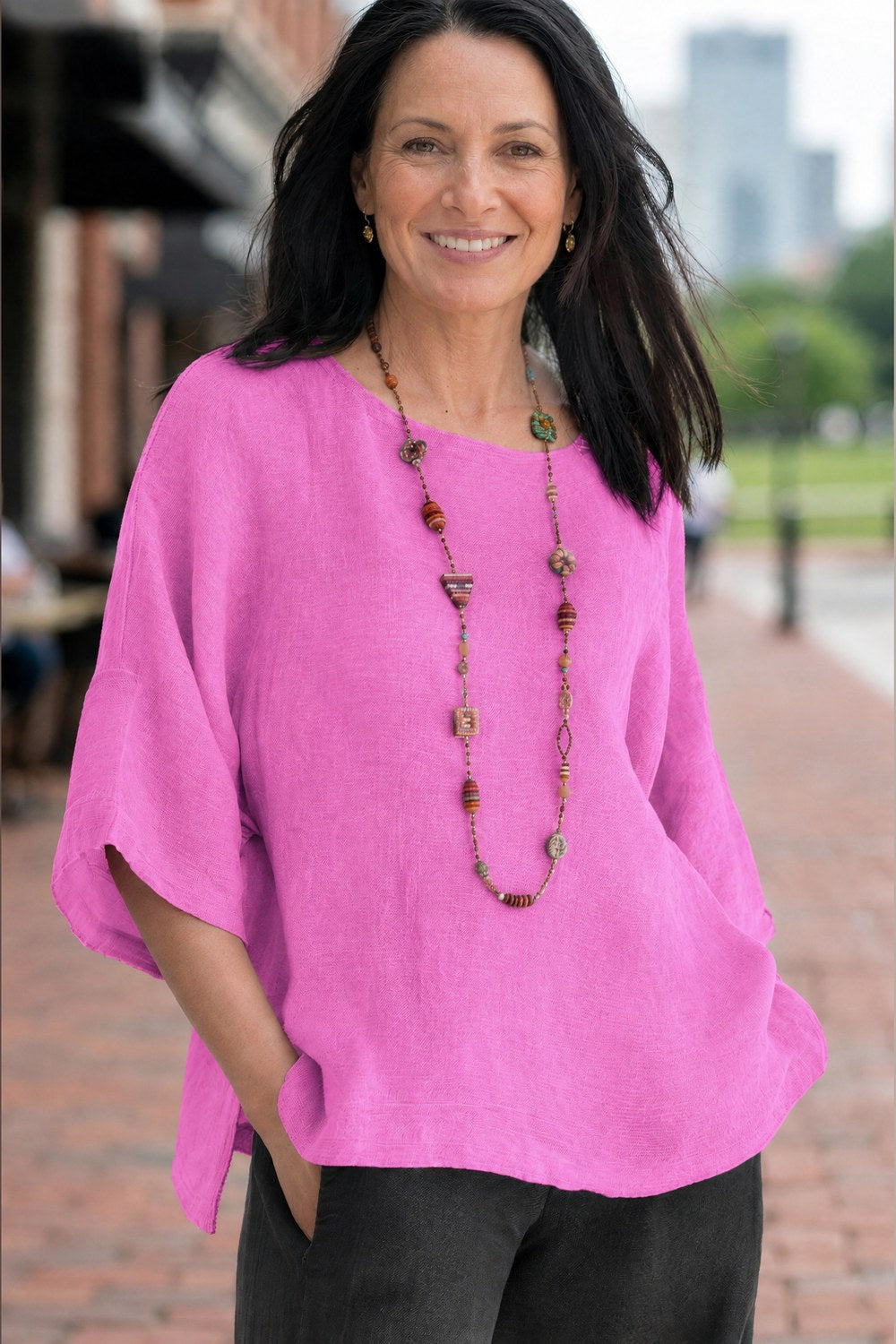 Halina Relaxed Lightweight Top — Orchid