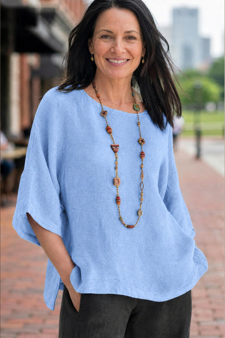 Halina Relaxed Lightweight Top — Periwinkle